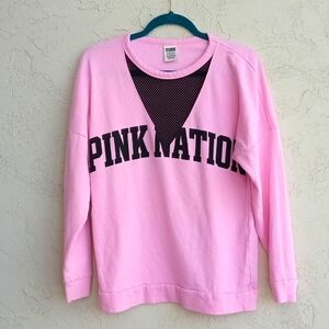 PINK VICTORIA'S SECRET Mesh V-Neck Relaxed Fit Sweatshirt Top Size XS
